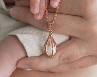 DIY Kit breastmilk jewelry for making a necklace cage locket with breastmilk pearl for DIY breast milk jewelry  necklace making