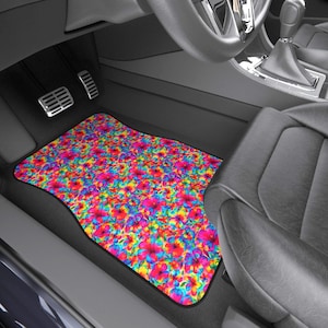 Vibrant Car Floor Mats Set, Colorful Auto Accessories, Funky Floor Mats, Unique Car Interior Decor, Gift for Car Lovers