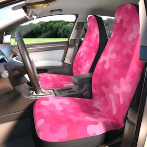 Pink Camouflage Car Seat Covers, Stylish Auto Accessories, Fun Gifts for Car Lovers, Unique Home Decor, Vehicle Protection