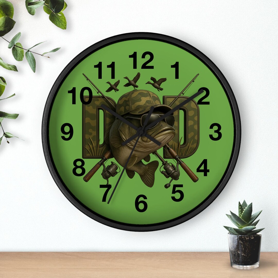 Nature-inspired Wall Clocks, Camo Fishing Pole Art, Hunter's Lodge ...