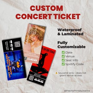 Personalisiertes Konzert Souvenir Ticket - Personalisiertes laminiertes Andenken mit QR-Code | Tolles Geschenk für Musik Fans