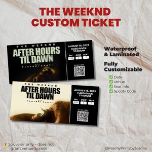 Custom The Weeknd Stadium Tour Concert Ticket Souvenir | Laminated Keepsake Ticket with QR Code