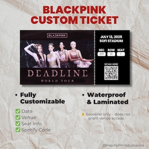 BLACKPINK „Deadline“ benutzerdefinierte Konzertkarte - Kpop Souvenir mit QR Code | Personalisierte laminierte Andenken für Blinks