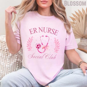 ER Nurse Social Club Coquette Bow T-Shirt, Gift for Nurses, Healthcare Apparel, Nurse Squad Shirt, Comfort Color Tee, Casual Nursing Wear