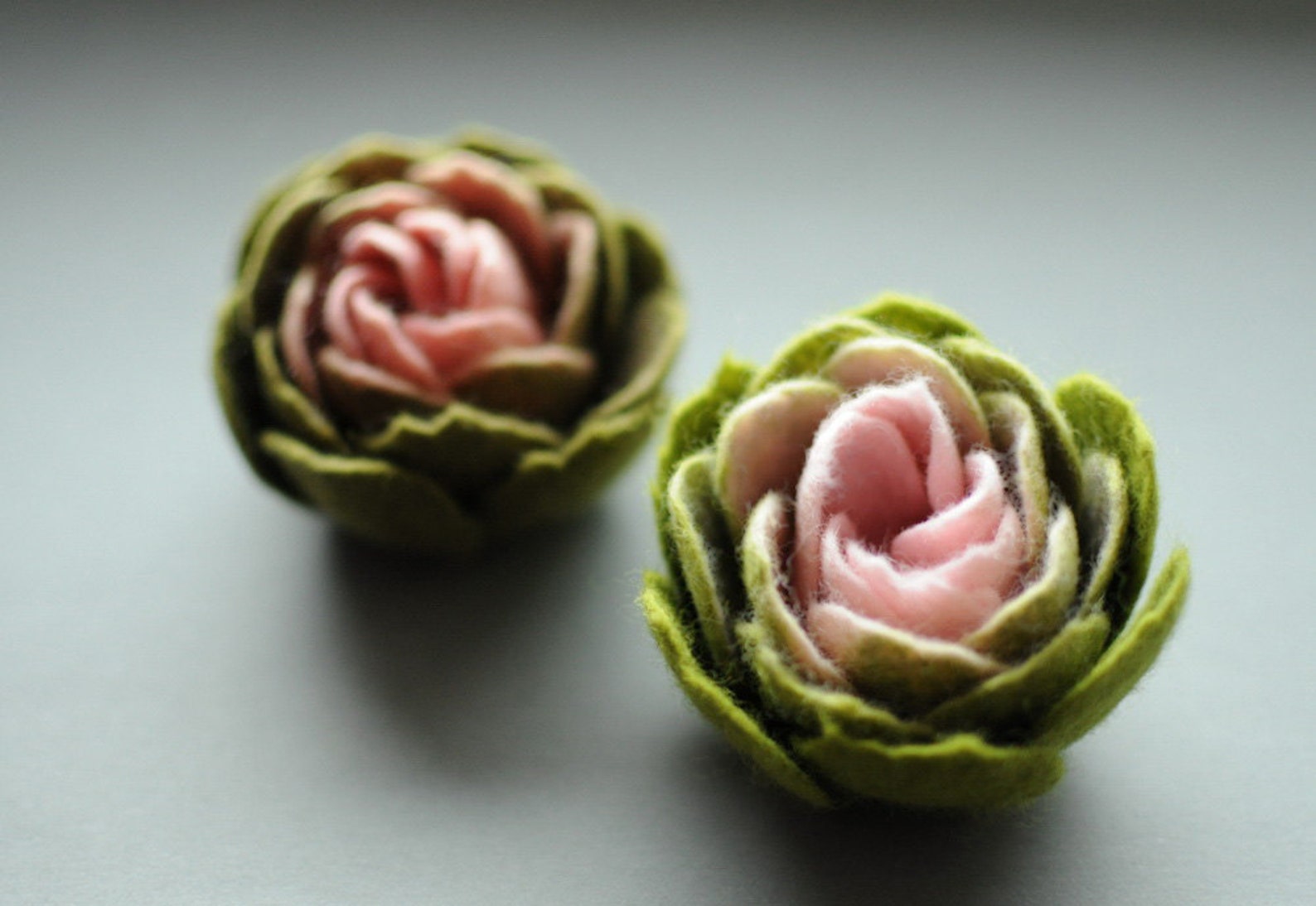 Felt Flowers Felt Ranunculus Flower Brooch Light Pink and Etsy