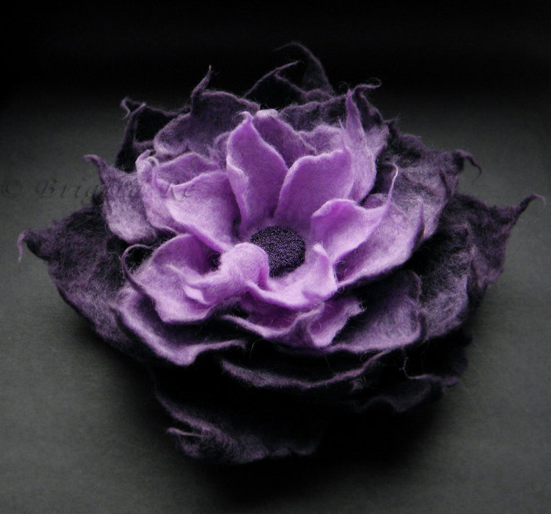 Aubergine Lavender Felt Flower Brooch Felt Brooch Felted Etsy UK