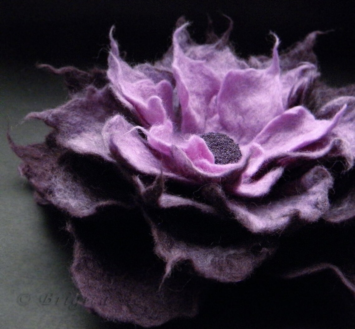 Aubergine Lavender Felt Flower Brooch Felt Brooch Felted Etsy UK
