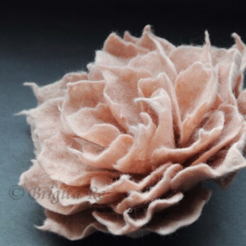 Felted Flower Dusty Pink Felt Flower Brooch Blush Pink Etsy