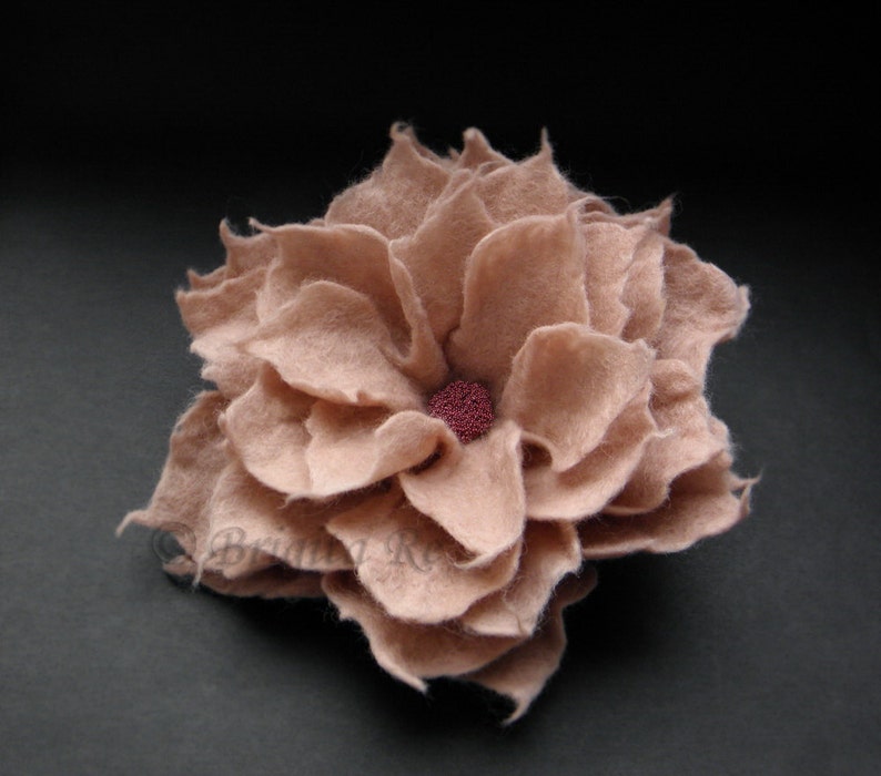 Felted Flower Dusty Pink Felt Flower Brooch Blush Pink Etsy