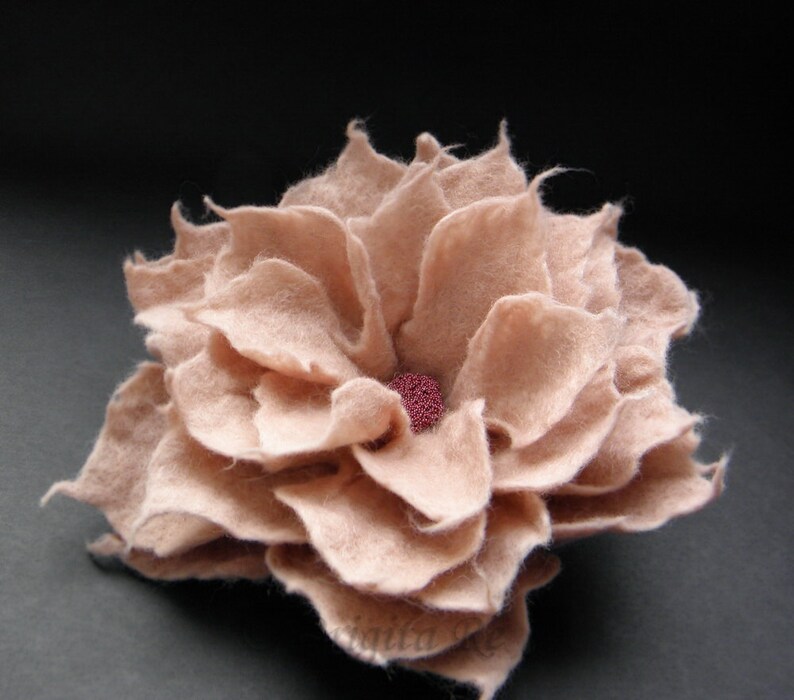 Felted Flower Dusty Pink Felt Flower Brooch Blush Pink Etsy