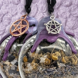 de protection boule de sorcière | Pot à sorts de protection domestique avec pentacle | Décoration de sorcière en cristal et herbes