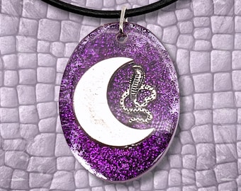 Hecate Devotional Necklace | Moon & Snake Protection Charm | Pagan Witch Gift