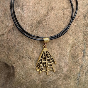 Spider Web Necklace | Lobster Claw Closure Gothic Halloween Jewelry | Witchy Spooky Pendant