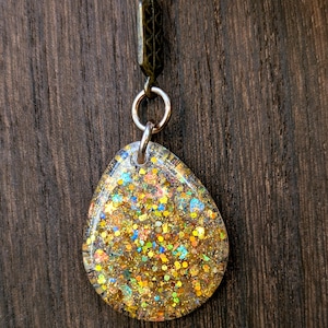 Glitter Resin Keychain | Gold Glitter Bag Charm | Mixed Metal Talisman | Handmade