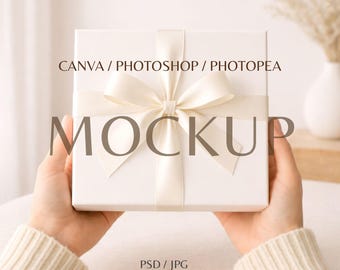 Gift Wrap Mockup, Wrapping Paper Display (Canva/Photoshop)