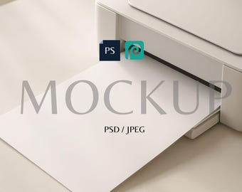 Minimalist Paper Printer Mockup, 11x8.5 Landscape Print Mockup PSD, Home Printer Mockup, Planner Mockup, Modern Printer Mockup