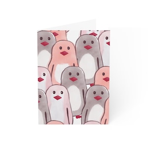 Biglietti d'auguri, design di pinguini rosa, grazioso set di cancelleria per compleanni, biglietti di ringraziamento, confezione da 1/10/30/50 - regali per bambini, amici, famiglia