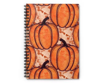 Pumpkin Patch Spiral Notebook, Fall Journal, Note-Taking Notebook, Autumn Planner, Harvest Gift, Stationery
