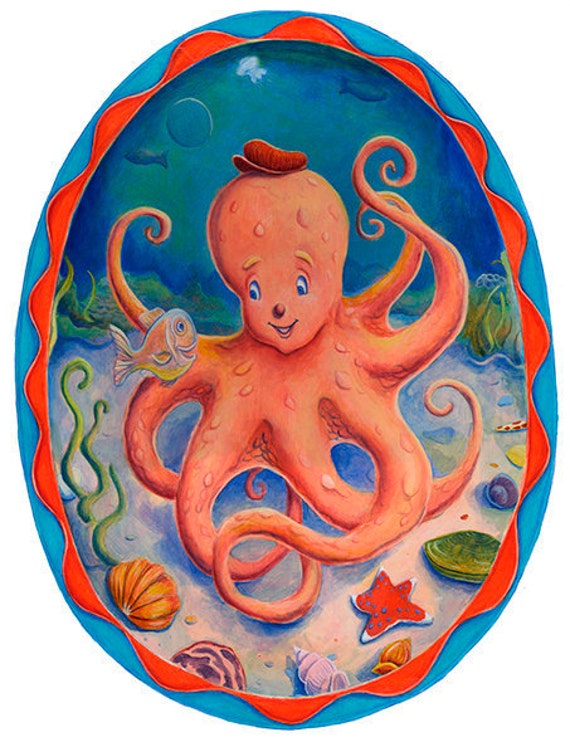 Items similar to Octopus and Friend original illustration on Etsy