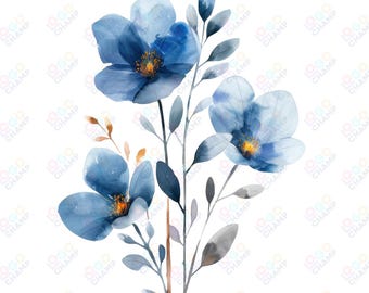 20 Abstract Flowers Clipart 2, Flowers Print, Printable Watercolor clipart, High Quality PNGs, Digital download, Paper craft, junk journals
