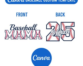 Custom Baseball Mom Clipart Personalized Canva Template Game Day PNG SVG Shirts, Sublimation varsity font jersey template Digital Download