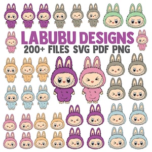 Labubu Designs SVG Bundle, Labubu Clipart, Labubu PNG, Cute Labubu Vector, Cartoon Character SVG, Cricut Cut Files, Digital Download, Labubu