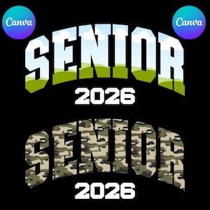 Senior 2026 Canva Template, Old School Camo, Svg Pdf, Graduate, Graduation, School Spirit Shirt, Digital Download, T-shirt Design