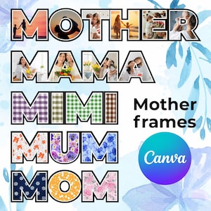 Mother&#39;s Day Canva Template, Mom Canva Frame Bundle, Wear Heart On Sleeve Canva Template, The Best Mom ever Canva Template