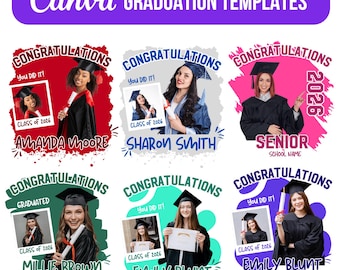 Graduation Photo Shirt Bundle for Canva, Editable Class of 2026 Senior T-Shirt Templates, High School Grad PNG Designs, DIY Grad Graphic