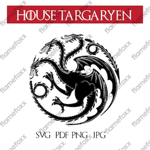 Sigillo della casa del drago, Game of Thrones PNG SVG PDF Download digitale istantaneo
