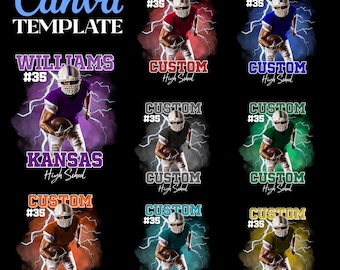Canva Graduation Template - 10 Designs, Custom Football Mascot Cheer (PNG, DTF, Sublimation) Fully Editable football Digital Download