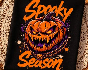 Spooky Season Pumpkin Halloween Ghost PNG, Scary pumpkin Halloween Shirt Design, Trendy Fall Ghost Sublimation PNG