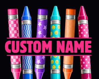 Custom Name Sports Pencils Canva Template Shirt PNG, Personalized Back to School Design, Football Teacher PNGTeacher Gift , Digital Download