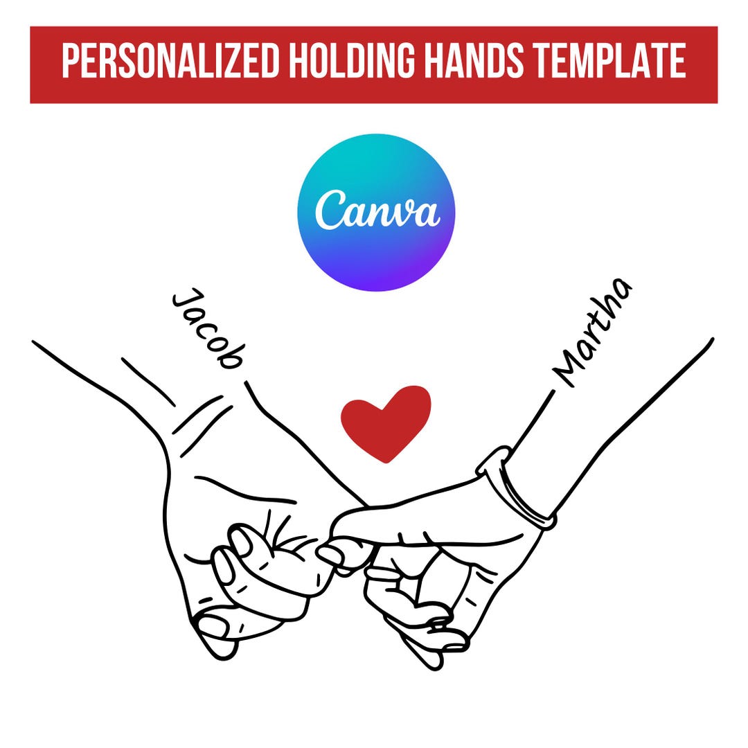 Personalised Holding Hands Canva Template, Custom Canva Desgin, Gift ...