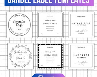 10x Modern Candle Label Bundle: Editable Canva Template 3x3 in Digital Download Multiple styles fully editable candle label templates canva