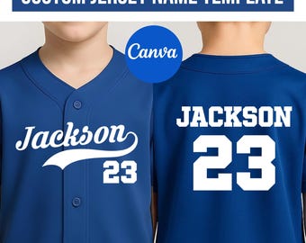 Customizable Soccer Jersey Name Design Canva Templates | Editable Jersey Back Designs Color, Name and Number | Instant Download