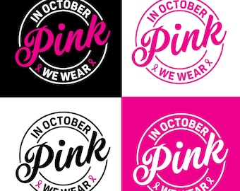 Breast Cancer Pink Polka Dots svg Png, In October We Wear Pink Png, Pink Ribbon Png, Breast Cancer Awareness Png, Breast Cancer Support Png