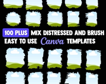 Bleach effect distressed Edge Canva Frames Bundle - Drag & Drop Photo - Torn Edge Paper Bundle - Photo Collage Sublimation Design Grunge Png