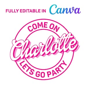 Plantilla de Canva "Tu texto", ¡Vamos a la fiesta! Nombre personalizado, texto personalizado, Princesa, Chica, Editar, Clipart, Archivo PNG para cortar, Cricut, Silueta