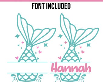 Mermaid Tail Split Monogram SVG, Mermaid Tail SVG Png, Mermaid Scales SVG, Mermaid Birthday Svg, Mermaid Cake Topper Svg, Mermaid Cricut Svg