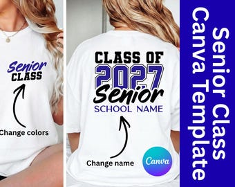Senior 2027 Canva Template , Class of 2027 Canva frame, Editable 2027 PNG, Senior 2027 Shirt Design, High School Senior Instant Download