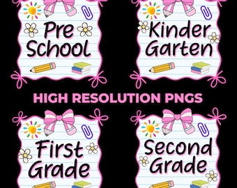 First Day of School Bundle Png, Back to School Bundle Png, School Png, School Level Grade Png, Teacher Png, Pencil Bow Png, Kindergarten Png