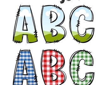 Canva frame doodle alfabet HOOFDLETTERS en cijfers, bewerkbare sjabloon Canva Letters Aangepast opvulpatroon Digitale downloads