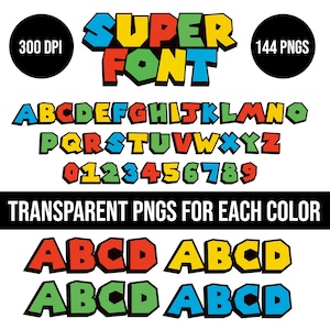 Super Mario Font Svg , Mario bros typography 288 files SVG PNG, Super mario cool Font letters Svg Vector Digital Download