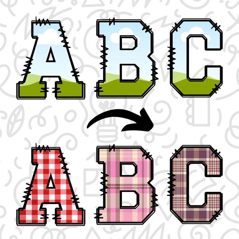 Canva Frame Doodle Alphabet UPPERCASE and Numbers, Editable Canva ...