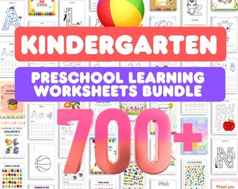 Preschool + Kindergarten Worksheets Bundle | 700+ Pages Printable Learning Activities | Tracing, Alphabet, Math, Dot Marker, Fine Motor