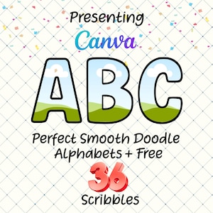 Canva Frame Doodle Alphabet UPPERCASE Smooth, Editable Canva Letters template Custom Fill Pattern Digital Downloads