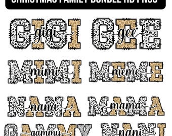 Mother's Day Nana Mimi Mama Shirt PNG Bundle, Family Bundle Png,Christmas Gift For Her, Gigi Png, Nana Png, Mimi Png, Grandma, Xmas Family