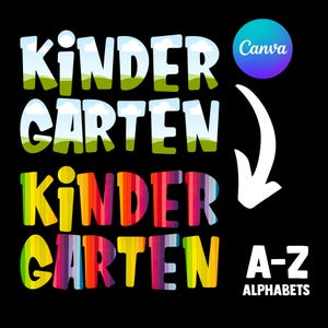 Canva Frame Doodle Alphabet UPPERCASE and Numbers, Kinder Garten Canva Letters template Custom Fill Pattern Digital Downloads