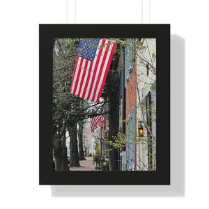 Vertical Poster, USA Patriotic, Old Town Virginia Art, Framed Wall Decor, Independence Day Gift, American Flag Decor, Fourth of July Poster,